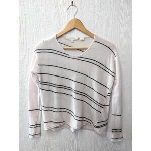 Inhabit 100% Cashmere Striped Knit Sweater Minimalist Quiet Luxury Size Small